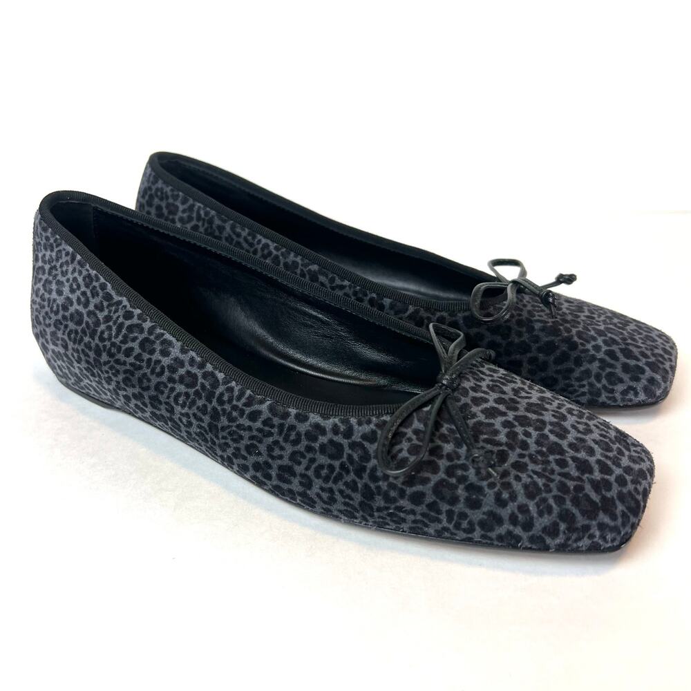 M. Gemi The Danza Suede Gray Black Animal Print Ballet Flats Sz 8 made in Italy